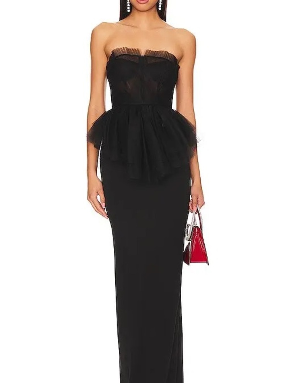 NBDStrapless Black Tulle Peplum corset top - Picture 2 of 4